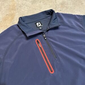 FJ Footjoy Wind Tech Pullover Mens Performance Golf 1/4 Zip Navy Valley CC M